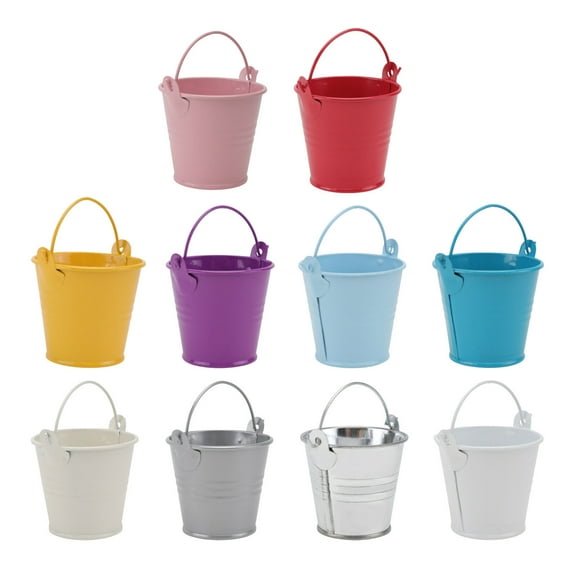 HEMOTON 10 Pcs Iron Flower Pot Bucket Planter Tin Container Garden Child