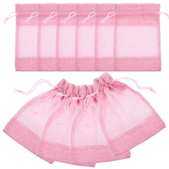 COOPHYA Clear Window Bag Pouch Pink Gauze 10Pcs 5.50X3.93X0.24in