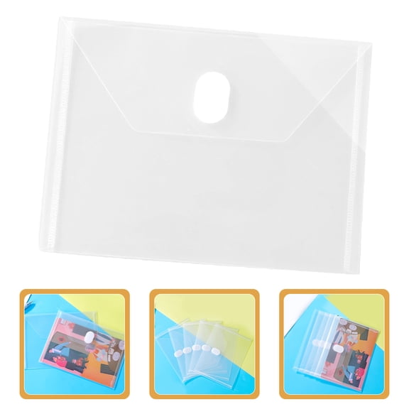 HEMOTON 10 Pcs Plastic Folders with Closure Transparent Document Bags for School and Office Clear File Envelopes for Papers for Home Organization Folders