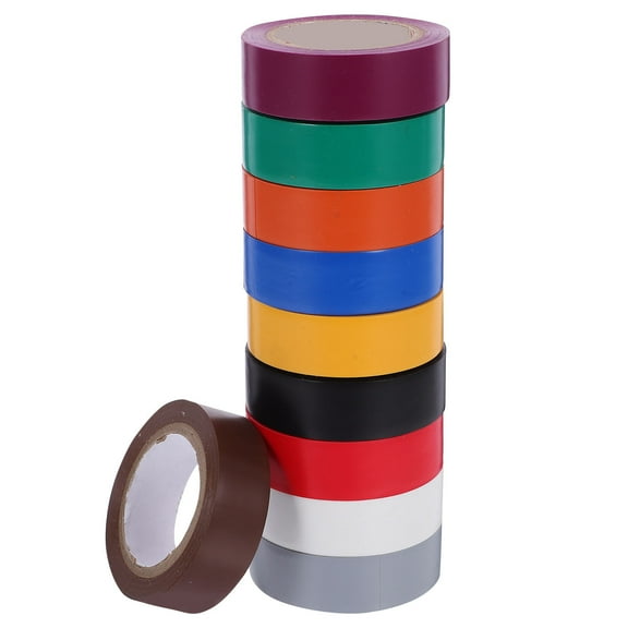 HEMOTON 10 Rolls Multi-Color Electrical Tape Set 10m - Insulation Tape for Wiring, , and Electrical Repairs
