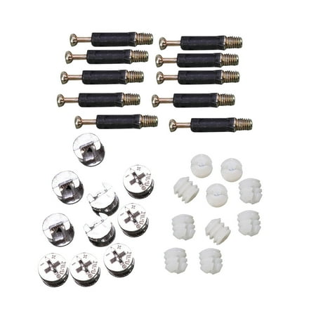 HEMOTON 10 Sets Furniture Connectors Cam Fittings Pre-Inserted Nuts Dowels Furniture Screw-in Nut for Wood Furniture Cupboard Drawer