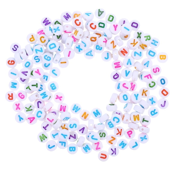 HEMOTON 100PCS Acrylic Colorful Alphabet Beads Round Letter Beads Charms for DIY Loom Bands Bracelets and Jewelry Making 7 x 4 mm