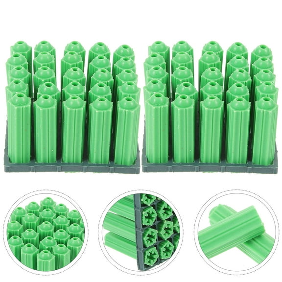 EXHUMKY 100pcs Heavy Duty Wall Anchors Cylindrical Green Plastic for DIY Enthusiasts 1.10.30.3in
