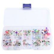 KUNGUGU HEMOTON 100pcs Acrylic Body Piercing Ring Tongue Lip Navel Body Piercing Jewelry Belly Eyebrow Rings Bars Barbell with Storage Box