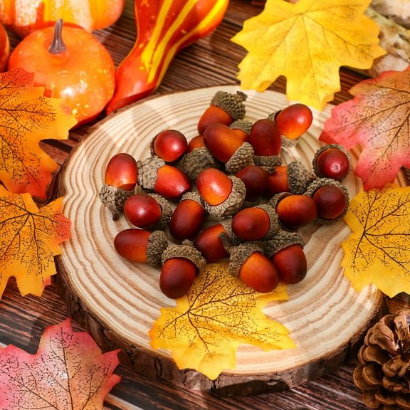 HEMOTON 100pcs Fake Acorns Artificial Mini Acorns Lifelike Foam Acorn Decors Party Prop Acorns Ornaments Christmas Decorations Home
