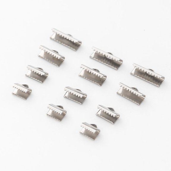 HEMOTON 100pcs Ribbon End Clamps for Jewelry Making, Choker Craft Findings, Metal Ribbon Ends