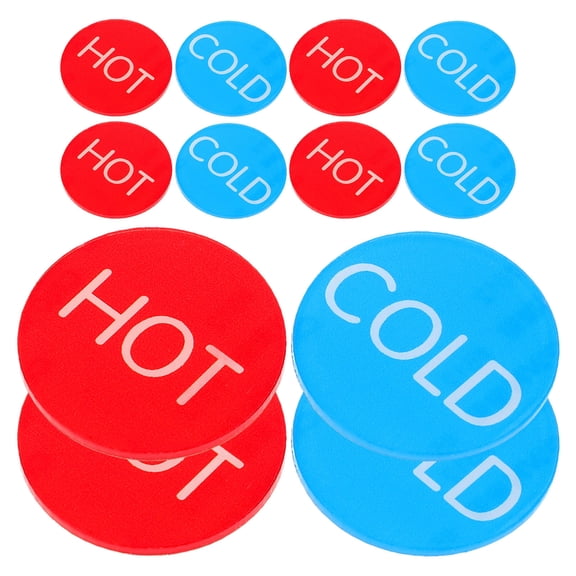 HEMOTON 10Pairs Hot Cold Labels Acrylic Material Multi Color Square Shape for Coffee House