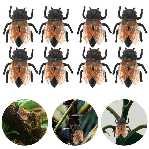 HEMOTON 10Pcs Tabletop Plastic Cicada Decor Earth Yellow for Garden Landscape Small Desktop Decor