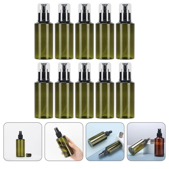 HEMOTON Olive Green Fine Mist Spray Bottles for Travel Refillable Plastic Cosmetic and Gardening Use 10 Count