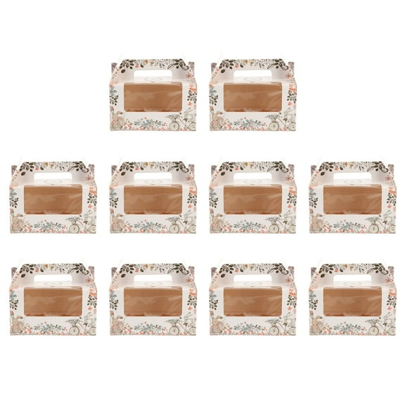 HEMOTON 10pcs Transparent Window Cake Muffin Box Fits 2 Cupcake Container Boxes