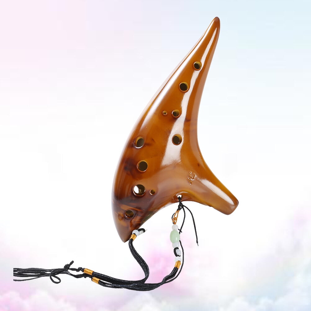 RENACLIPY 12-Hole Brown Ceramic Ocarina with Manual Tuning - Ideal for Beginners and Professional Musicians