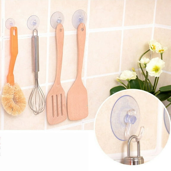 SOPOTUTU 12PCS Small Hook Strong Transparent Suction Cup Hooks for Closet Use