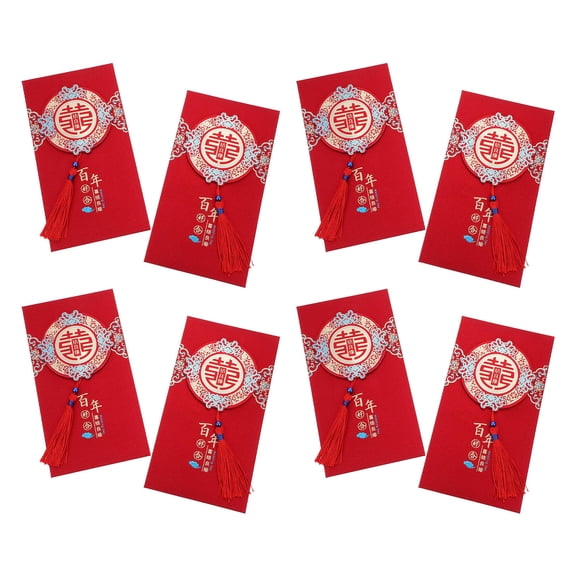 HEMOTON 12 Pcs Money Envelopes Lucky Happy Red Bag Marriage Bags Gift