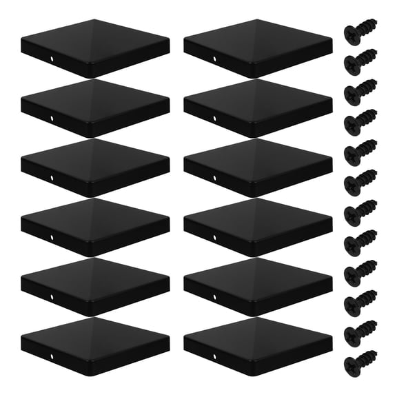 HEMOTON 12 Pcs Posts Post Protector 10.50X10.50X3.00CM Black