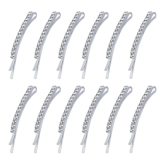 HEMOTON  12 Pcs Rhinestone Hair Clips Women Barrettes Extra Large Bobby Pins for Women's Miss