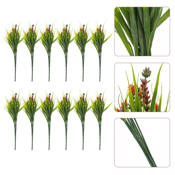 HEMOTON 12Pcs Fake Lavender Stem Flower Red Bouquet for Wedding Decor Simple Design Homeowners Indoor Use