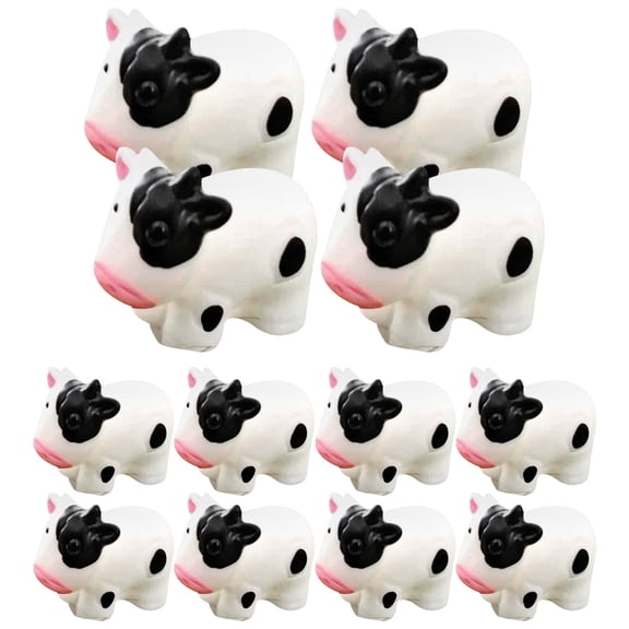 HEMOTON 12Pcs Miniature Cow Figurines Portable Small Cow Statues Mini Garden Tiny Cow Figurine Decorations