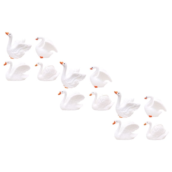 UPGRATOR Set of 12 Swan Figurines Resin Desktop Ornaments Elegant Swans Home Decor Accessories