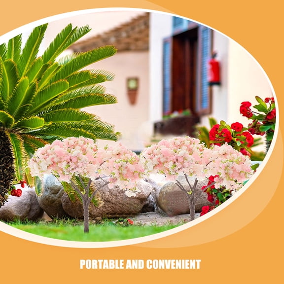 SOPOTUTU 12Pcs Faux Cherry Blossom Model Trees for Landscape, Realistic Miniature Decorative Plants