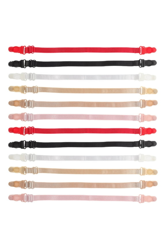 12pcs Adjustable Non- Bra Strap Holders Elastic Comfortable Shoulder Straps Fashionable Bra Accessories for Everyday Use