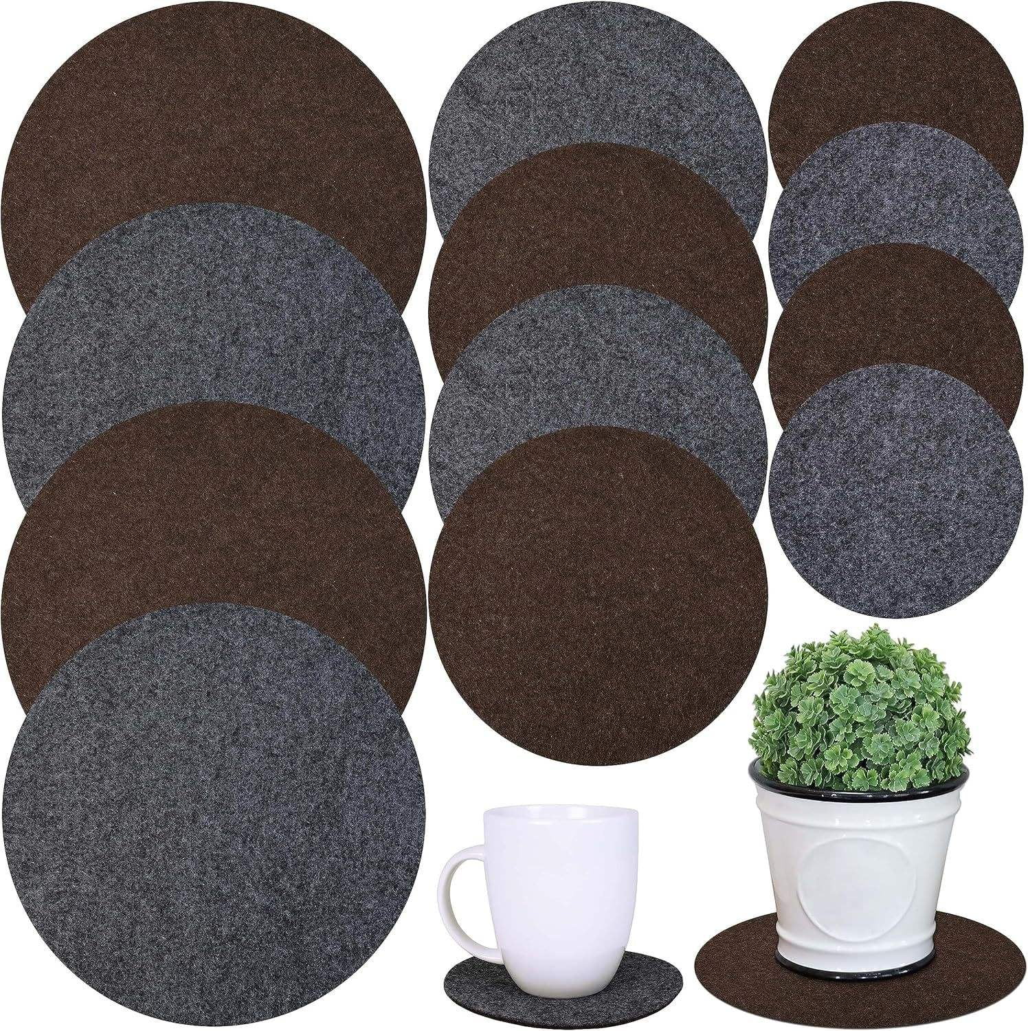 Planter Mat HEMOTON 12pcs Plant Saucers For Indoors Round Felt Plant Mat Reversible ...
