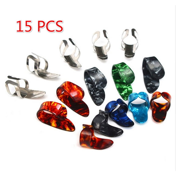 HEMOTON 15 Pcs Guitar Finger Cots Set Lightweight Guitar Picks 3.50X2.00X2.00CM