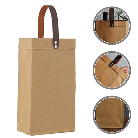 EXHUMKY Sturdy Kraft Paper Wine Packing Bag for Red Wine Bottles with Enhanced Carrying Handle
