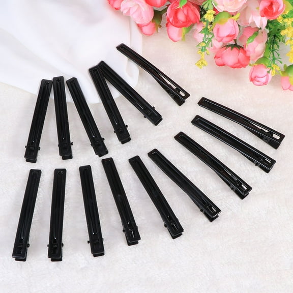 HEMOTON 15pcs Black Rectangular Bobby Pins Hair Clips Professional Hair Accessories for Women and Girls