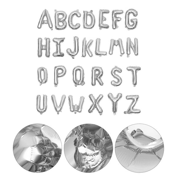 Hytrove Foil Letter Balloon Alphabet Foil Balloon Silver Decoration General Users Festival 26Pack