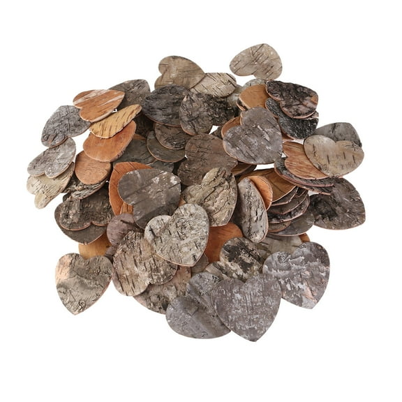 EXHUMKY Valentine's Day Ornaments Wood Wooden Chips Birch Bark 160Pcs Rustic Wedding Invitations