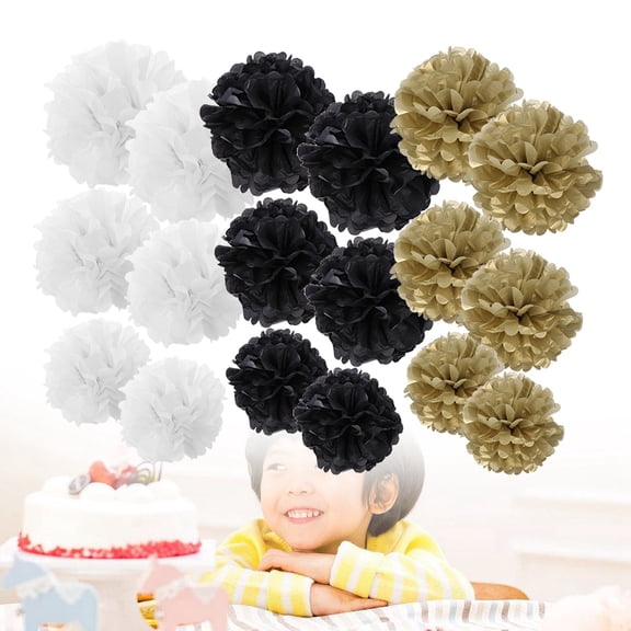 HEMOTON  18 PCS Paper Flower Ball Christmas Supplies Festoon Party