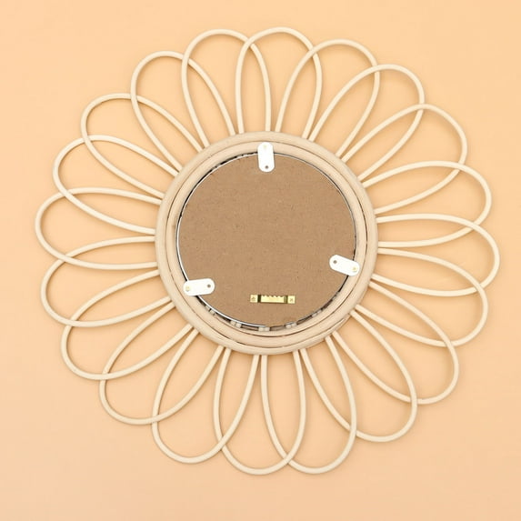 HEMOTON 1PC Rattan Art Mirror Cane Woven Mirror Wall Hanging Mirror Photography Prop for Home Hotel Shop