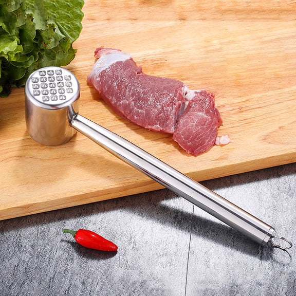 HEMOTON 1PC Stainless Steel Hit Meat Tenderizer Tool Steak Hammer Pork Meat Beef Pounder with Hanging Hole