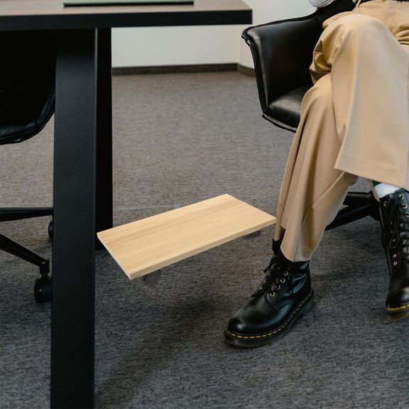 HEMOTON 1Pack Khaki Wooden Computer Bracket for Desktop Computer Stand with Wheels