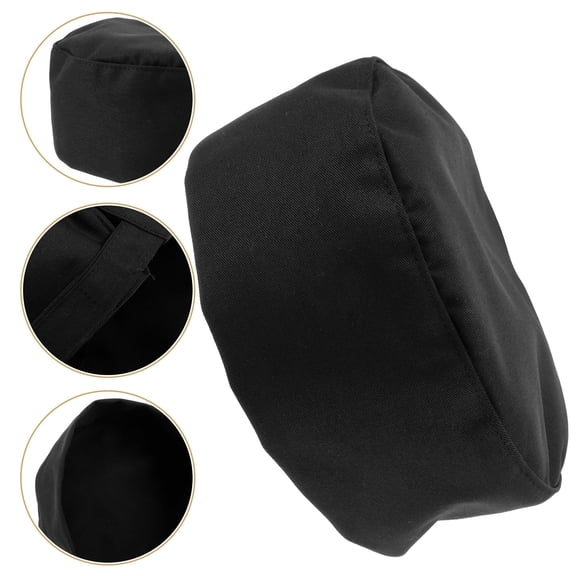 HEMOTON 1Pack Simple Design Comfortable Wear Round Black Cloth Chef Hat Suitable For Chefs In Restaurant Use