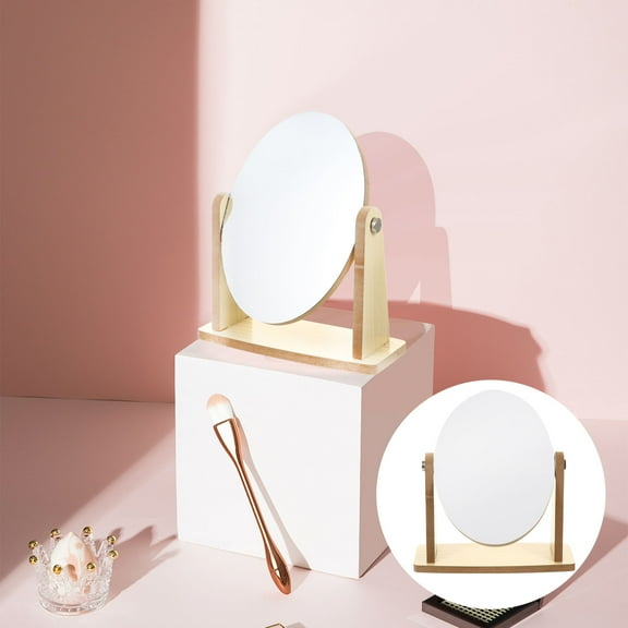 ORDDIART Vanity Mirror Beige Bamboo Glass 1Pack 7.7x6.9in
