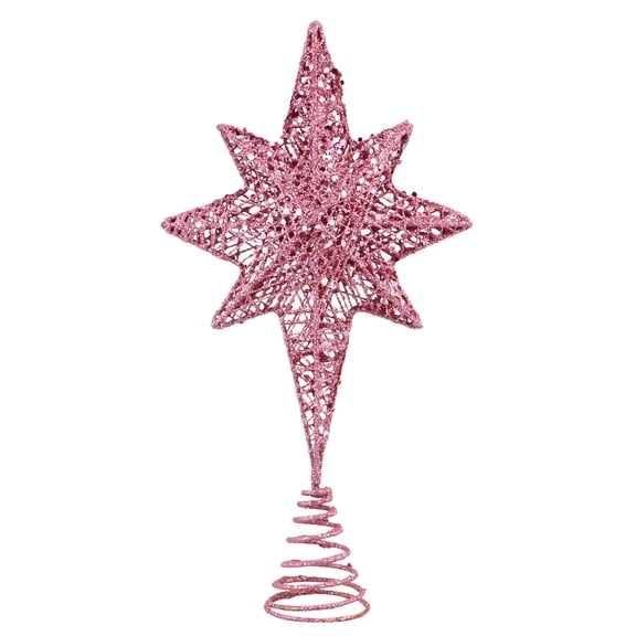 WEAVILUX Christmas Tree Star Topper Pink Iron for Home and Party 1Pc