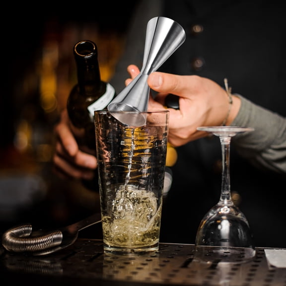 SOPOTUTU 1Pc Stainless Steel Double Jigger for Bartending Measuring Cocktails Plated Silver