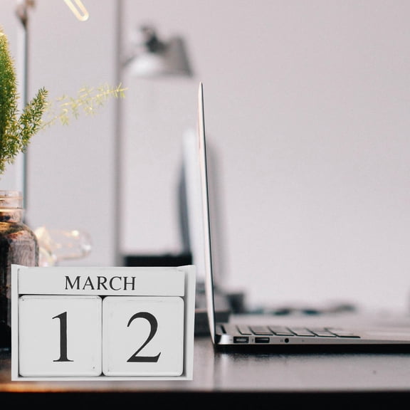 Phenofice Retro Wooden Desktop Calendar Nordic Style Home Decor White MDF Fiberboard 1 Piece