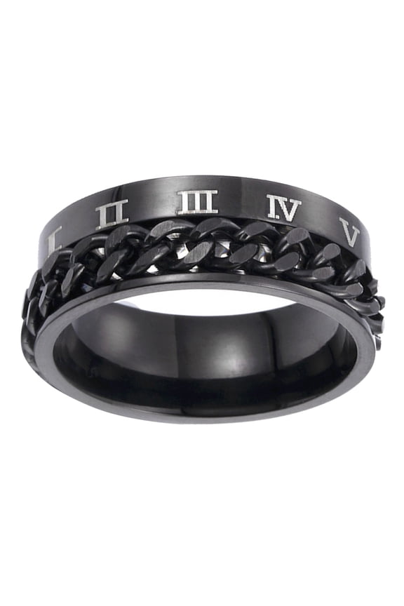1Pc Unisex Titanium Steel Rotatable with Roman Numerals Fashion