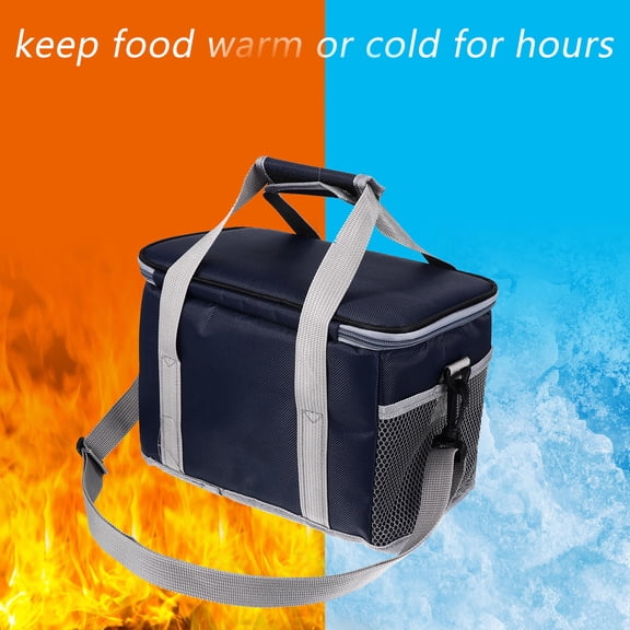 HEMOTON 1Pc Waterproof Lunch Bag Oxford Cloth Portable Thermal Bento Bag (Dark Blue)
