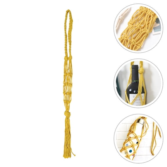 SOPOTUTU Portable Yellow Cotton Wine Bottle Tote Bag - Single Bottle Carrier for Storage and Transport