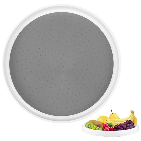 HEMOTON 1Set Plastic Grey Round Turntable Organizer for Rotating Storage in Kitchen Homeowners