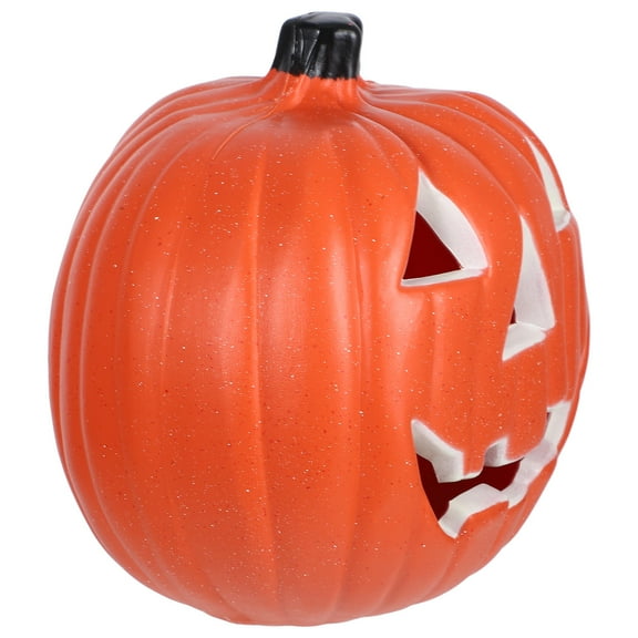 SOPOTUTU Light Up Pumpkins For Outside Decoration Orange Plastic 1Pack 7.9X7.1X6.1In