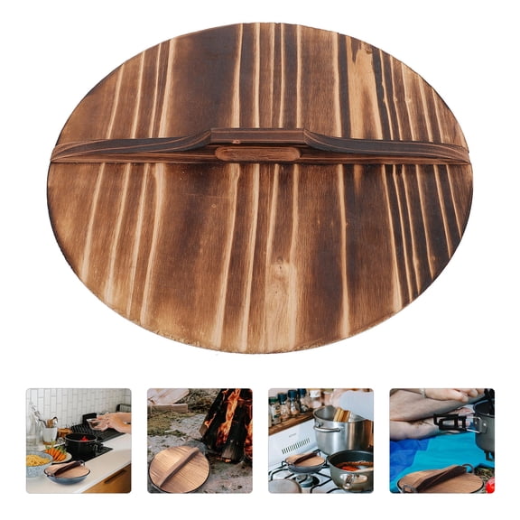 HEMOTON 1Set Wood Pot Lid Cover Multi 32x12.6x1.6in for Home Users