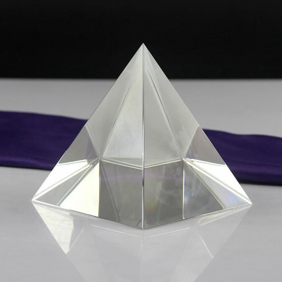 HEMOTON 1pc Pyramid Crystal Glass Optical Glass Triangular Desktop Adornment for Friends (50x50mm Transparent)