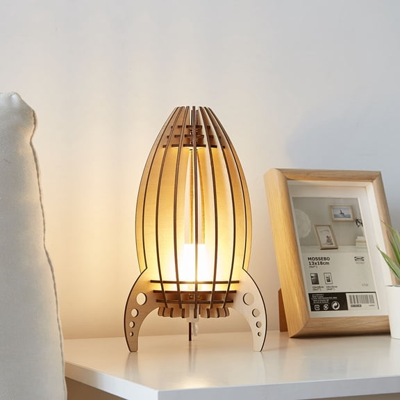 HEMOTON 1pc Wooden Carved Small Night Lamp for Children Space Decor