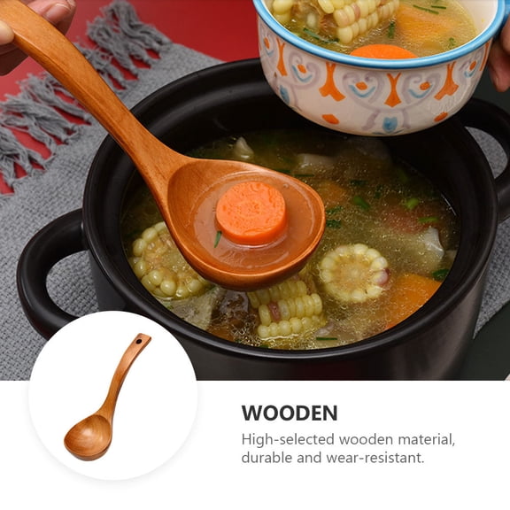 EXHUMKY Spoon For Cooking Porridge Spoon Wooden 1Pack Adults