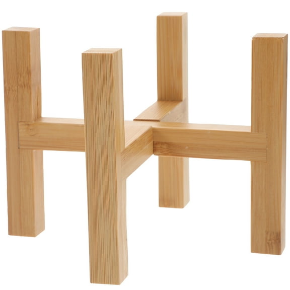 HEMOTON 1pc Wooden Potted Plants Rack Four-legged Flowerpot Stand (Midsize, Khaki)