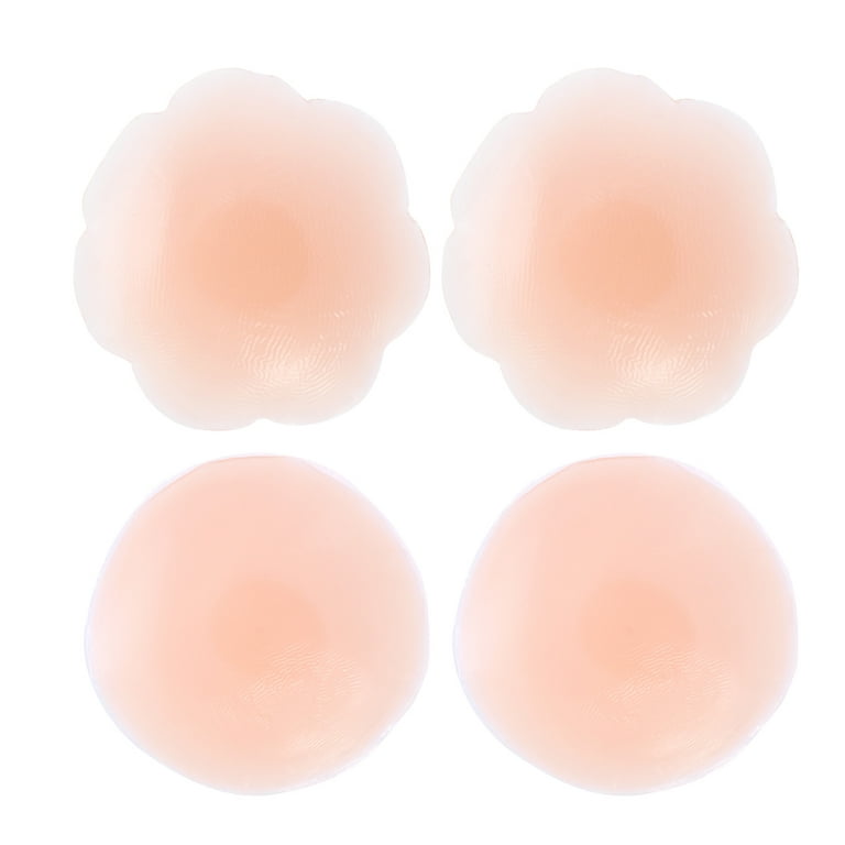 HEMOTON 2 Pairs Reusable Adhesive Silicone Nipple Covers Pads Breast Pasties  for Women (Round Shape + Plum Blossom Shape) 